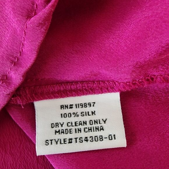 Royal Project Women's Round Neck Cap Sleeve Silk Blouse Size Large Fushia - Picture 4 of 5